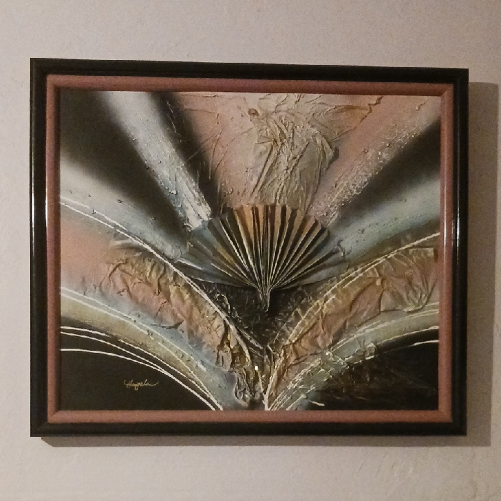 Abstract Textured Wall Art with Black Frame
